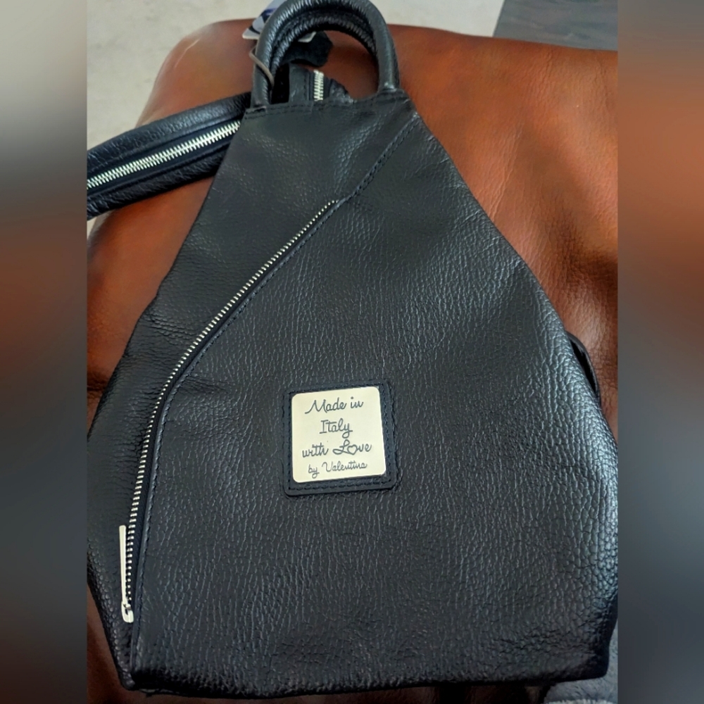 Valentina black pebbled leather bag, new with tags